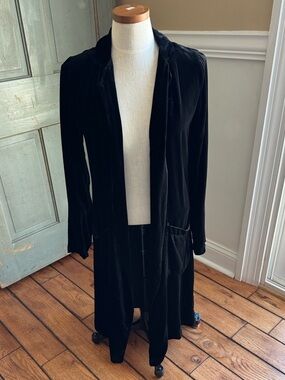 4 LOVE AND LIBERTY by Johnny Was Women’s XS‎ Black Velvet Long Open Front Duster